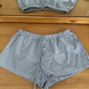 Striped Blue and White Shorts Beach Cover up
